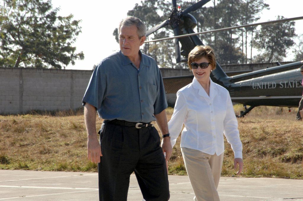 George W. Bush the former US president with her wife